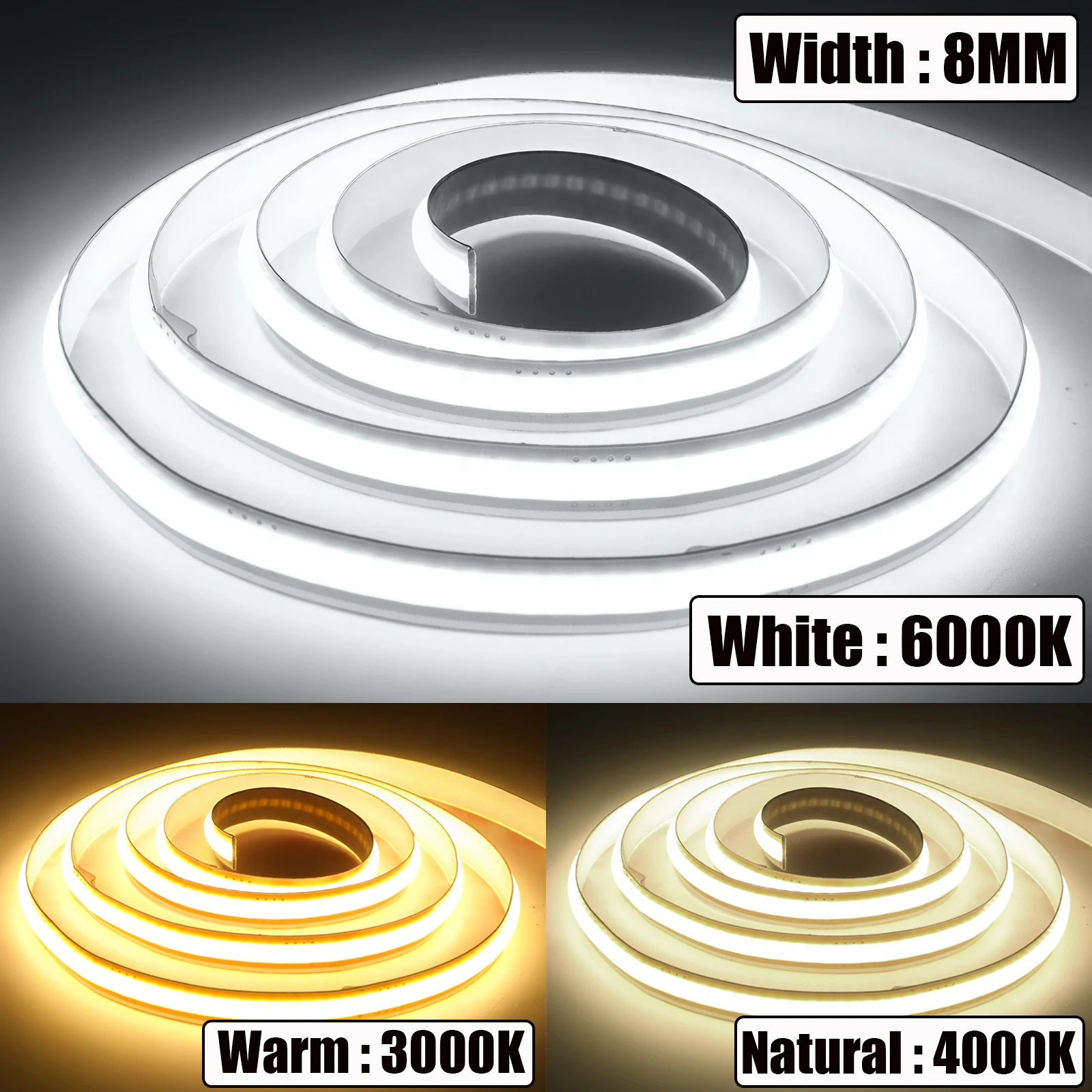 프리컷 LED 스트립 조명 12V 24V 400LEDs/M 자가 접착식 3000K 따뜻한 백색/4000K 중성 백색/6000K 백색 IP21 가정 장 유연 로프