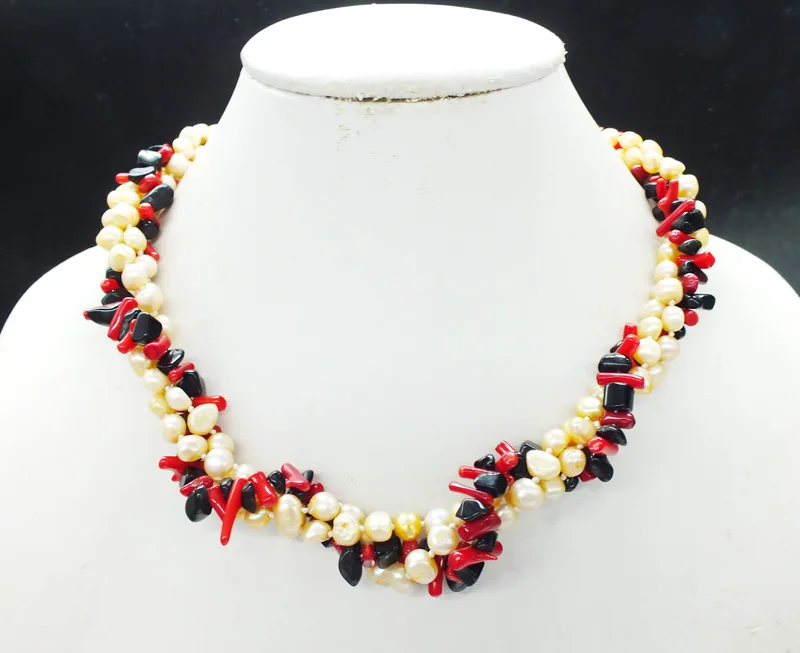 

Wholesale. 3PCS/LOT 3 shares. Freshwater baroque pearls. coral. Semi-precious stones, combinations, classic necklaces.
