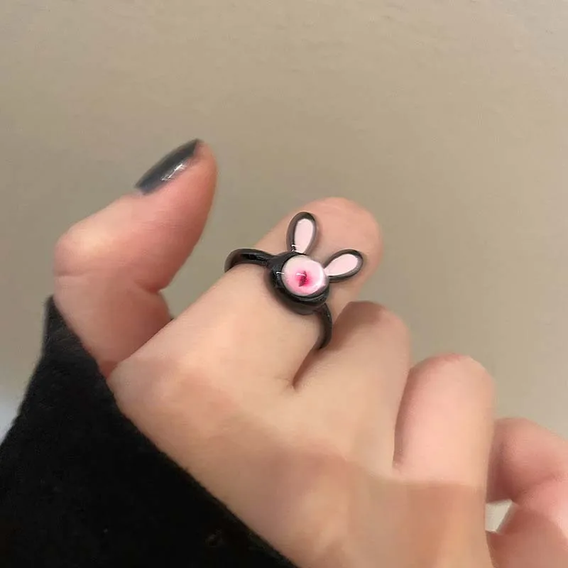 Adjustable Black Cat Ring For Women Punk Style Fashionable Accessory_voghion.com