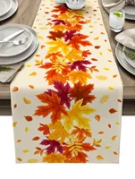 Thanksgiving Autumn Maple Leaves Table Runner Christmas Dinner Table Cloth Wedding Party Decor Cotton Linen Tablecloth 1