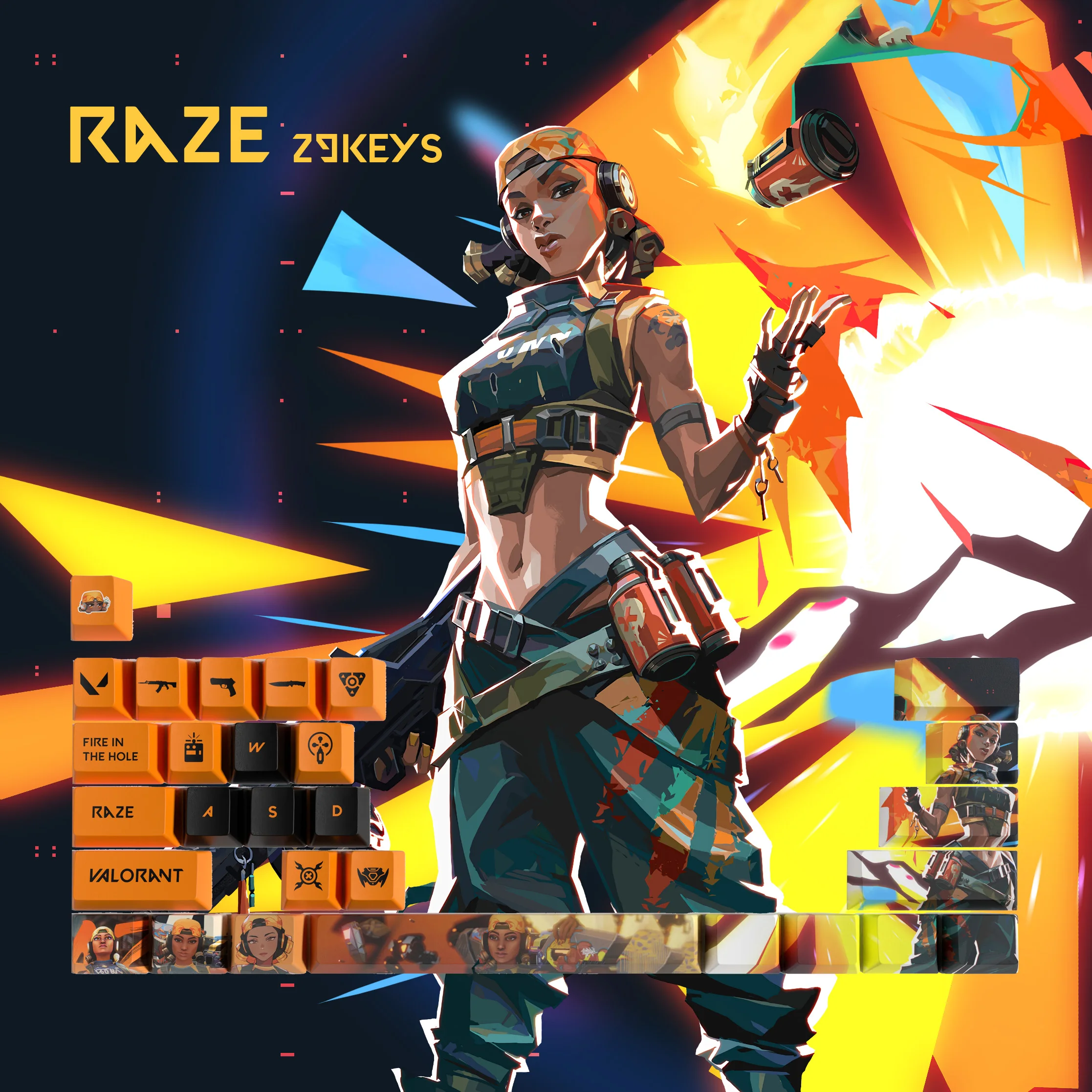 Vlaorant Raze Keycaps 29 Teclas Mini Grupo Perfil Oem Pbt Dye Sub