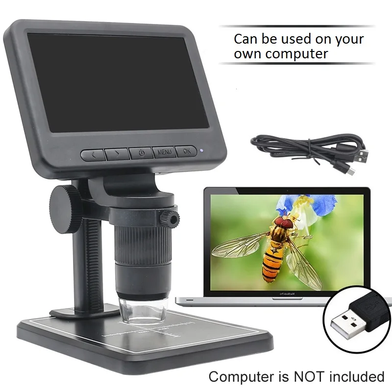 Microscope numérique électronique USB 1000X avec écran LCD 5 amarans, n'aime, microscope de soudage portable WIFI pour la réparation de téléphones PCB