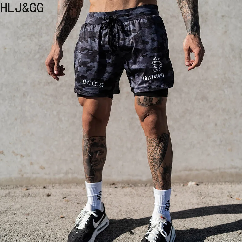 HLJ&GG Summer Mens Mesh Breathable Shorts High Quality Double-deck Jogging Quick Dry Shorts  Casual Fitness Workout Male Shorts