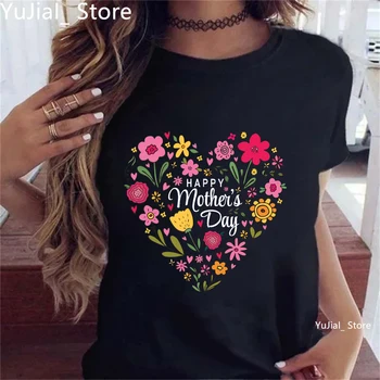 Happy Mother'S Day Flowers Love Printe T Shirt Women Mother'S Day Gifts Tshirt Femme Summer Fashion Korean Style T-Shirt Female 1