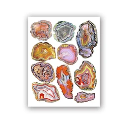 Crystal and Agate Print: Natural Science Rocks and Minerals Wall Art Canvas - 50x70 cm No Frame (DPC1123)