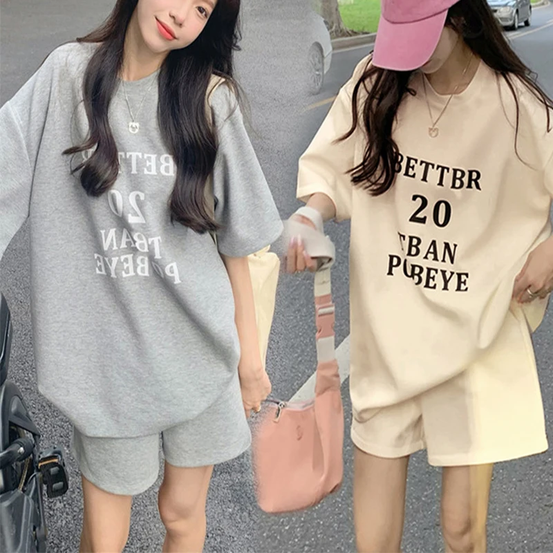 임산부 여름 세트, 루즈한 상의 반바지, 캐주얼 스포츠 투피스 수트, 잠옷, 임산부 의류, 상의 및 반바지 세트