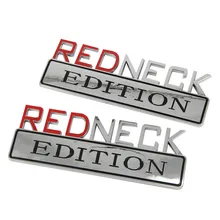 

2pcs Car Sticker REDNECK EDITION EMBLEM Badge Sticker Decal RED NECK EDITION For Ford F-150 F250 Silver Red ABS