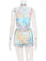 CNYISHE Halter Prints Backless Sleevless Suits Fashion Sheath Sexy Club Women Sets Summer Chic Female Fit 2-Pieces(Tops+Short) - Image 6