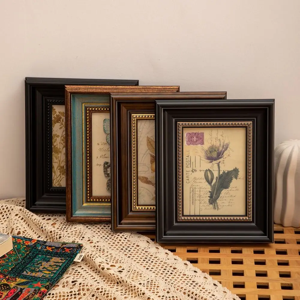 Vintage Black Rustic Resin Photo Frame - 6 Inch Desktop Ornament Display