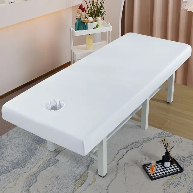 Couverture de lit de beauté avec trou, drap de lit imperméable et résistant à l'huile, draps plats spéciaux et perforés pour Clubs de Spa 1