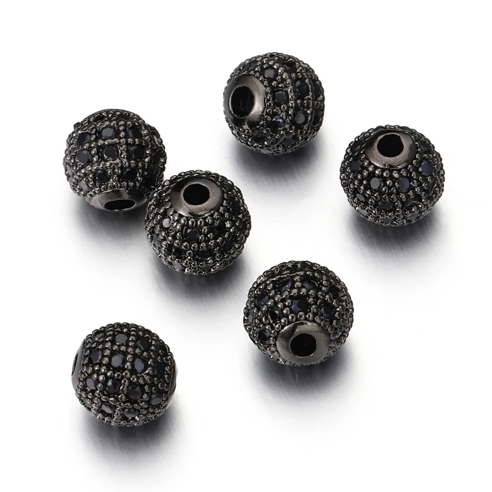 5 stücke 6/8/10mm Micro Pflastern Zirkonia Runde Spacer Lose Perlen Messing Perle Für Diy armband Halskette Schmuck Machen Zubehör – Detail 7