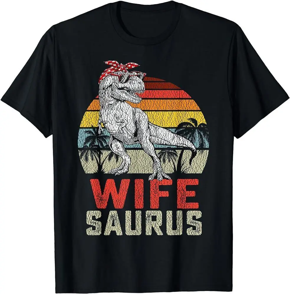 Wifesaurus T Rex Dinosaur Wife Saurus Family Matching Shirt Maniche Lunghe O Corte