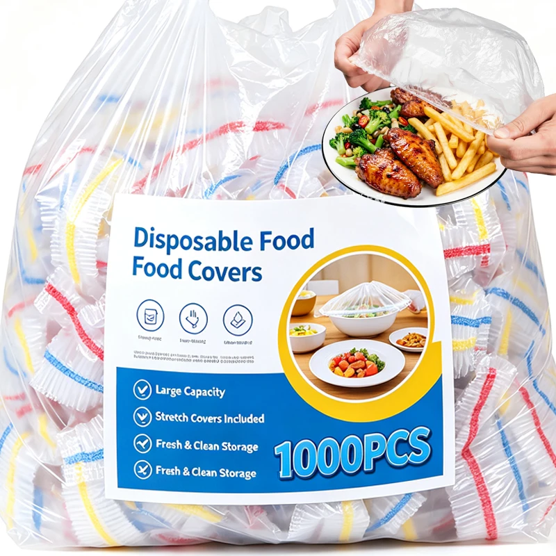1000/100pcs 일회용 식품 커버 가방 주방 플라스틱 신선 유지 뚜껑 식품 커버..