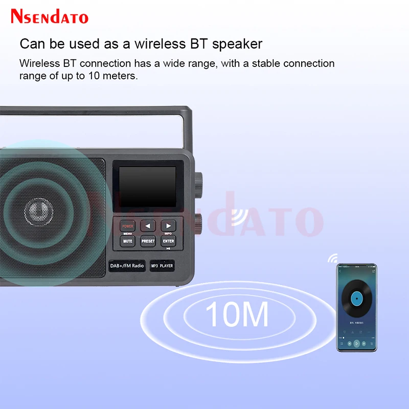 DAB FM Radio Portable with Alarm clock LCD Display Bluetooth-Compatible5.0 Digital Radio DAB FM Audio Player Receiver For USB TF