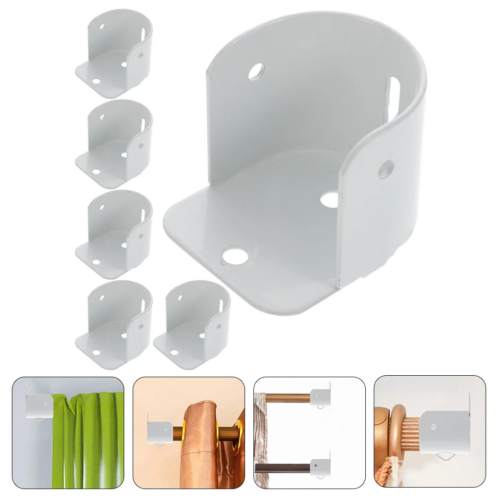 6 Pcs Flange Seat Mug Hanger Clamp Closet Brackets Heavy Duty Curtain Rods Poles Holder Wardrobe Shower