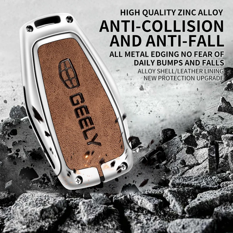 합금 자동차 키 커버 케이스, Geely Coolray X6 기하학 c 엠그랜드 글로벌 쿨레이 호크 GX7 오카방고 스마트 원격 자동차 액세서리