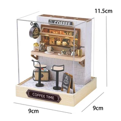Charming Wooden Miniature Dollhouse Kit with LED Lighting and Furniture (QT-048 with cover)