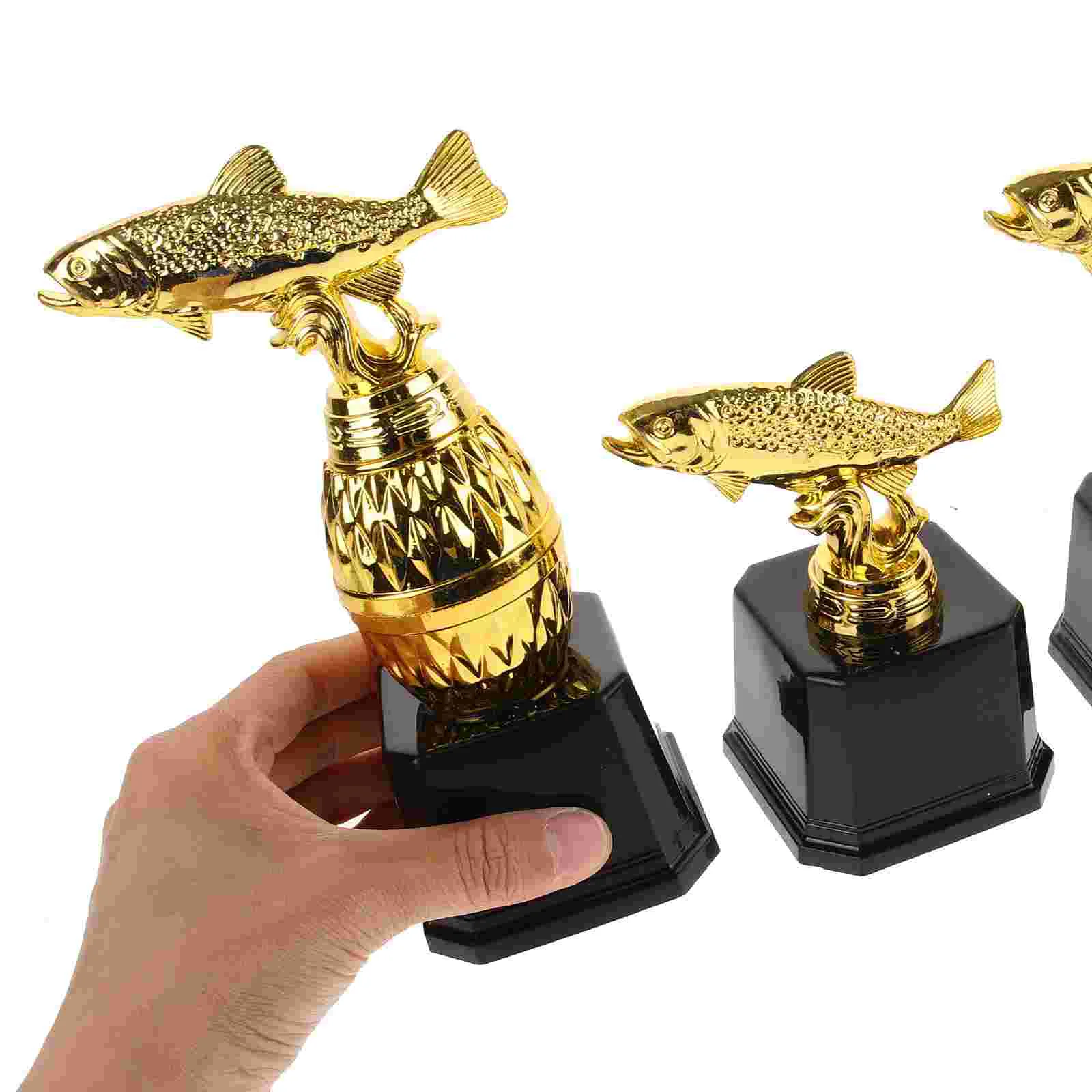 3 Pcs Miniature Trophy Child Trophies Fishing Winner Awards Plastic Decor for School