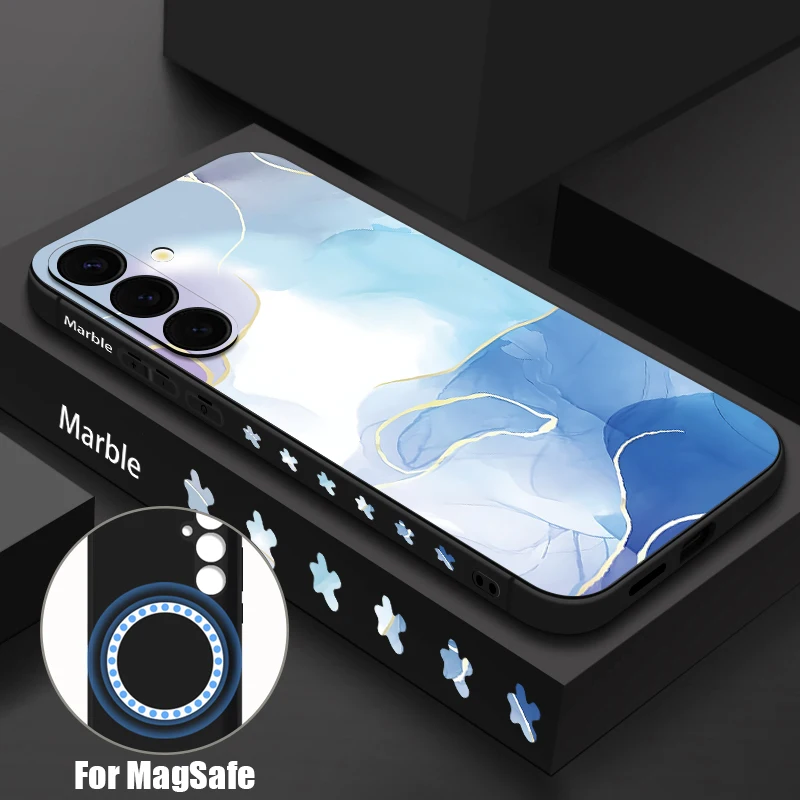 Sandstone Marble Magnetic Case with Magsafe Wireless Charging and Lanyard Cover