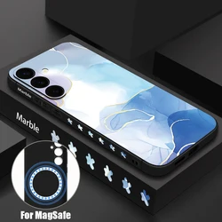 Sandstone Marble Magnetic Case with Magsafe Wireless Charging and Lanyard Cover for Samsung S25 FE (A407 Black)