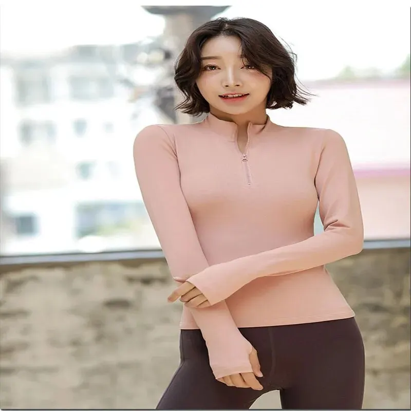 Spring and Summer Women Half Zipper Casual Fitness Wear Long Sleeve Blazer Running Speed Dry Yoga Wear sports jacket yoga jacket