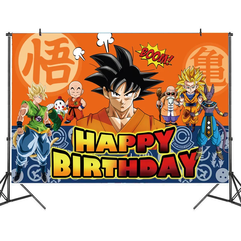 Goku Birthday Party Decoration Dragon Ball Z Kids Shower Tableware Supplies Cup Tablecloth Number Balloon Cake Backdrop Boy Gift