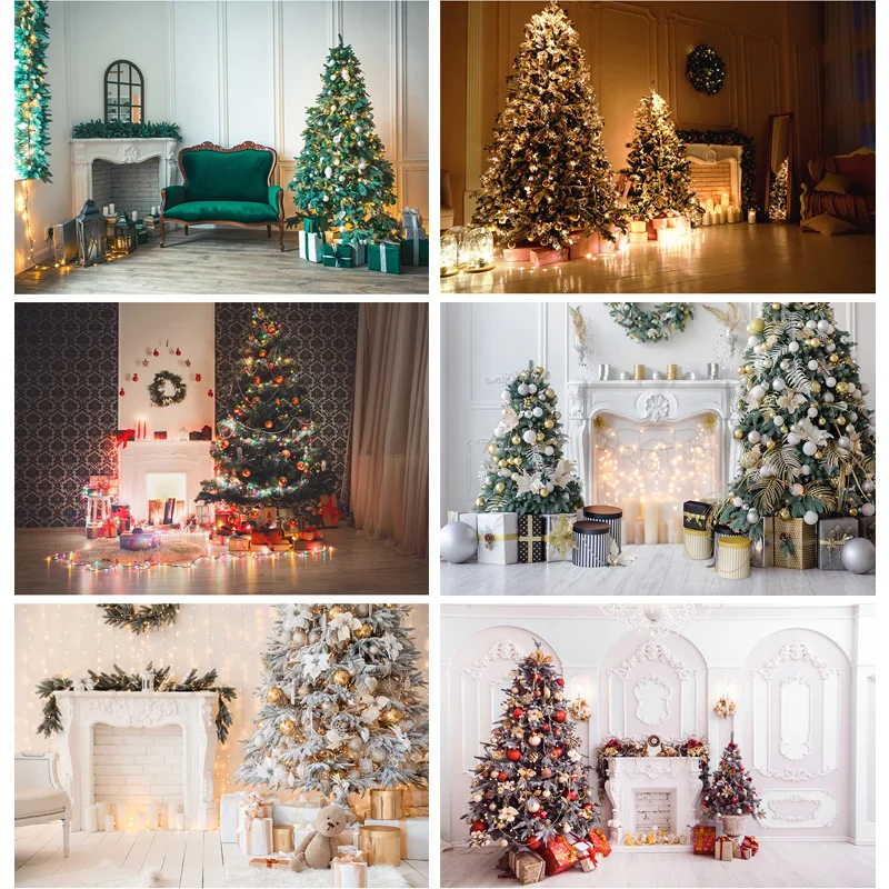 

Christmas Theme Indoor Photography Background Christmas tree Fireplace Children Portrait Photo Backdrops 21YXSD-04