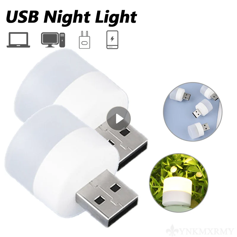 LED Light Night Light Book Light USB Plug Lamp Computer Mobile Power Charging USB Small Book Light LED Eye Protection Reading Light Small Round Night