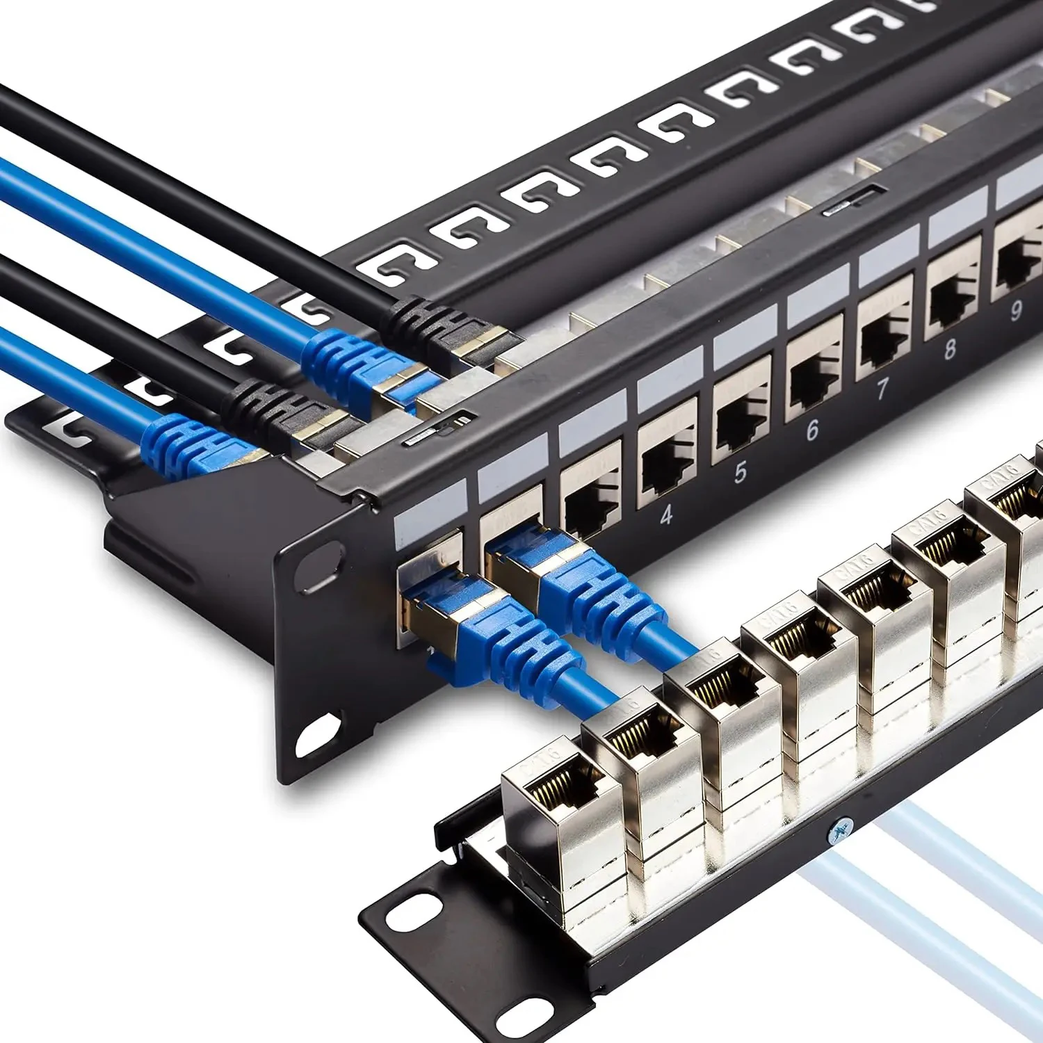 Patch Panel Rede de Acoplador Patch Panel Cat6 Cat6a Cat7 19 24 Port Zoerax-rj45