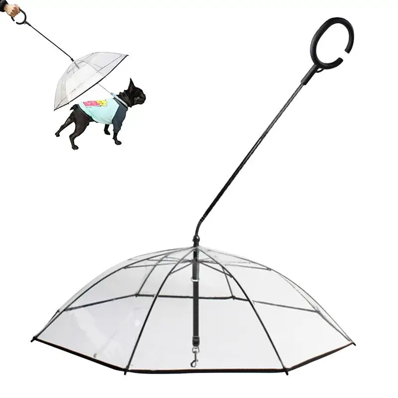 

Зонт для домашних животных с поводком прозрачный зонт для собаки с поводком для маленьких домашних животных C-образная ручка регулируемый угол зонтик поводок для собаки