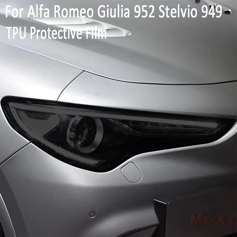 

2 Pcs Car Headlight Protective Film Headlamp Transparent Black TPU Sticker For Alfa Romeo Giulia 952 Stelvio 949 Accessories
