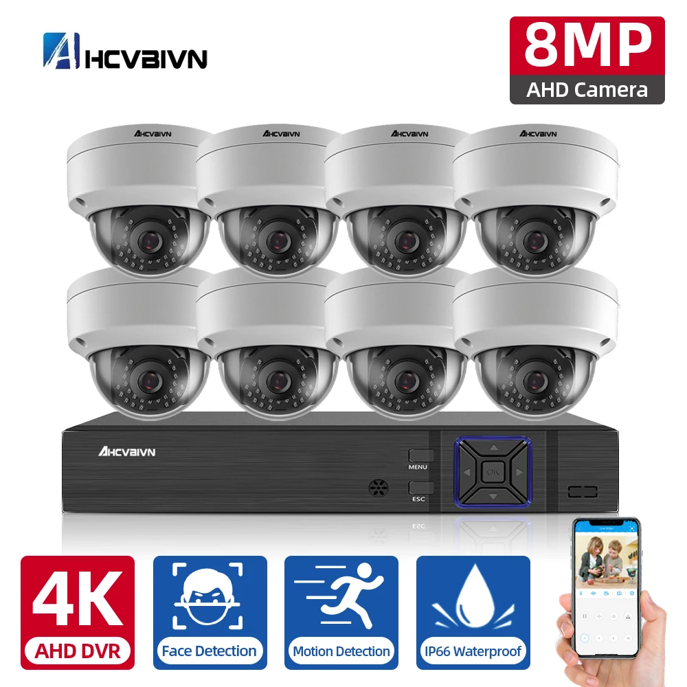 

Комплект видеонаблюдения H.265 + 8 каналов 4K Ultra HD CCTV DVR 8 Мп с защитой от взрыва, система камер домашней безопасности IP66 водонепроницаемый комплект видеонаблюдения P2P