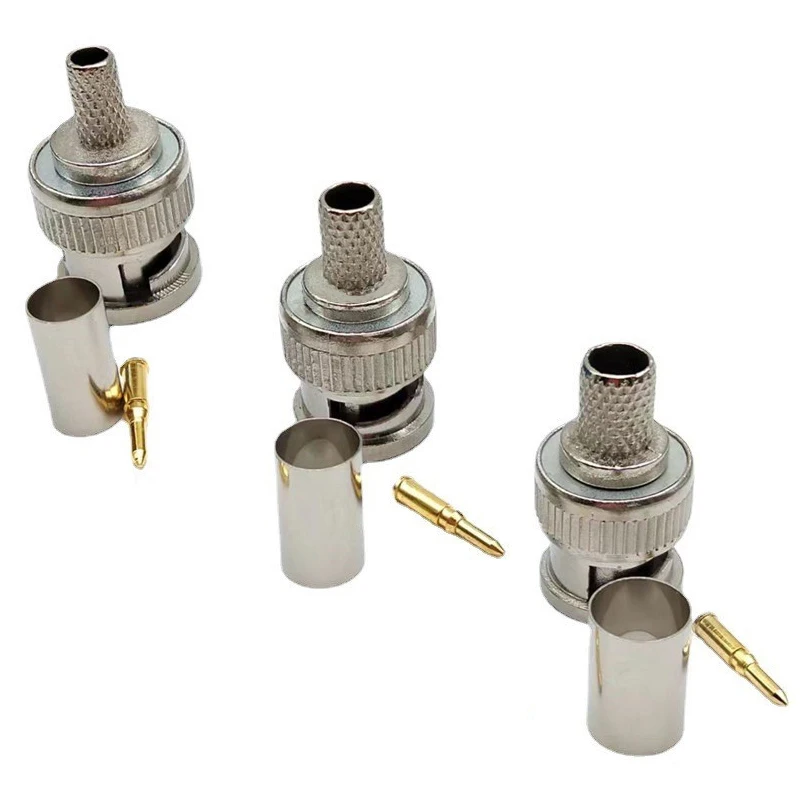 BNC ชาย CRIMP Type Connector ปลั๊กอะแดปเตอร์สําหรับกล้องวงจรปิด BNC หญิง Coupler Connector RG58 RG59 RG60 สาย 1