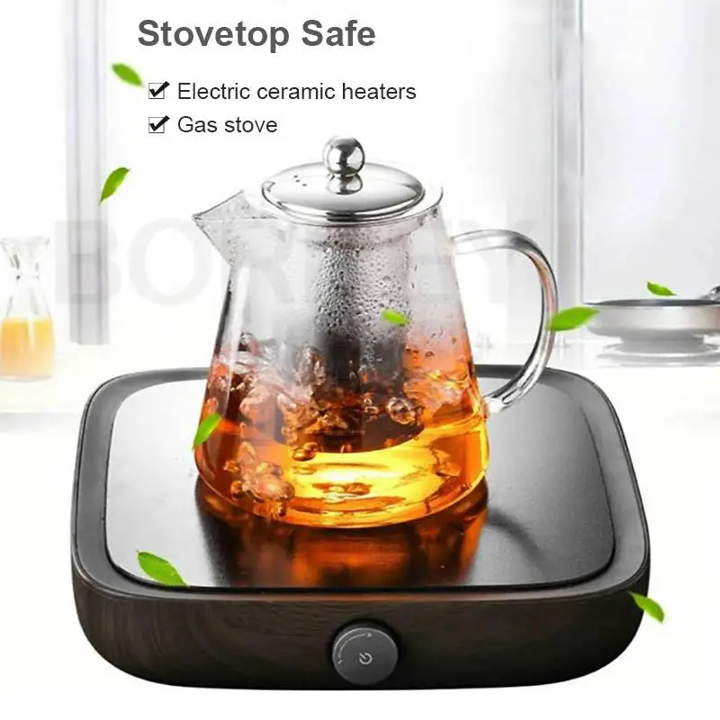 BORREY Induction Cooker Teapot High Borosilicate Heat Resistant Glass  Teapot Gas Stove Teapot Pu'er Flower Kettle Tea Filter Pot