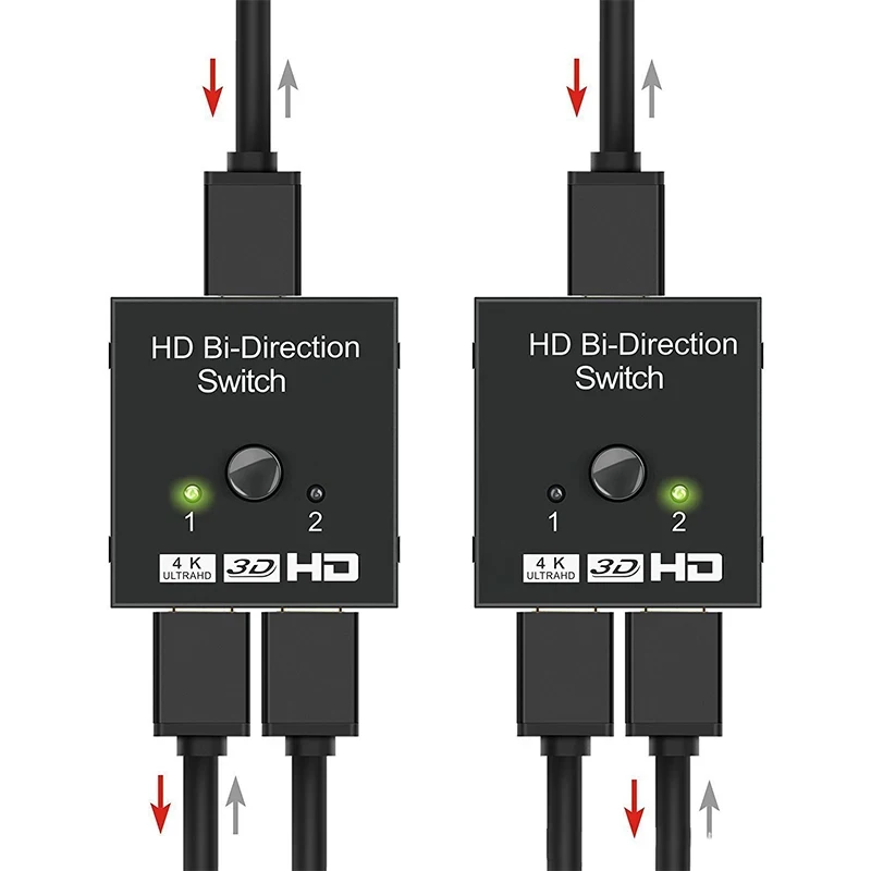HDMI Splitter Converter 4K HDMI-compatible Switch 2 Ports Bi-Directional 1x2 / 2x1 HD Switcher Splitter 4K 1080P 3D HDR HDCP for PS4 PS3 Xbox HDTV BOX