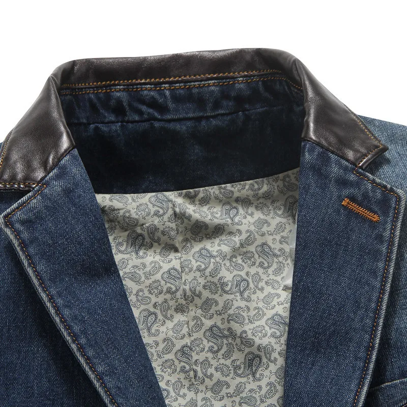 Casual Suit Navy Blue Denim Suit Men's Jacket XL Size