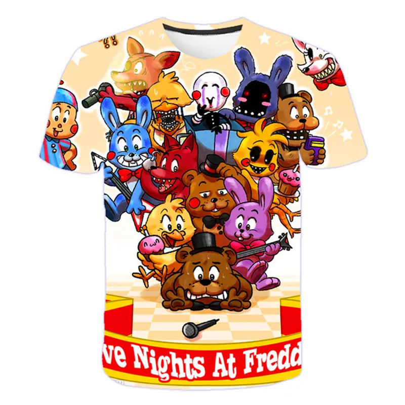 2022 new style Five Night Freddy summer T shirts fit kid boys girls fashion loose short sleeve T shirts 4-14 T top T-Shirts