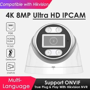 IMX415 4K 8MP POE IP Camera Compatible with Hikvision IR/Smart Dual Light Mode CCTV Motion Detection for Home Surveillance Onvif