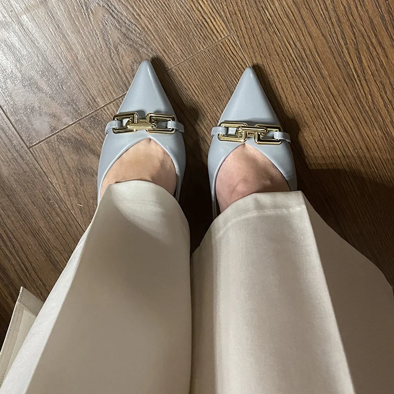 여성 7cm 하이힐 펌프 레이디 스카프 페티쉬 나이트 클럽 블루 누드 로우 힐 웨딩 파티 금속 체인 버클 페티쉬 댄스 파티 신발