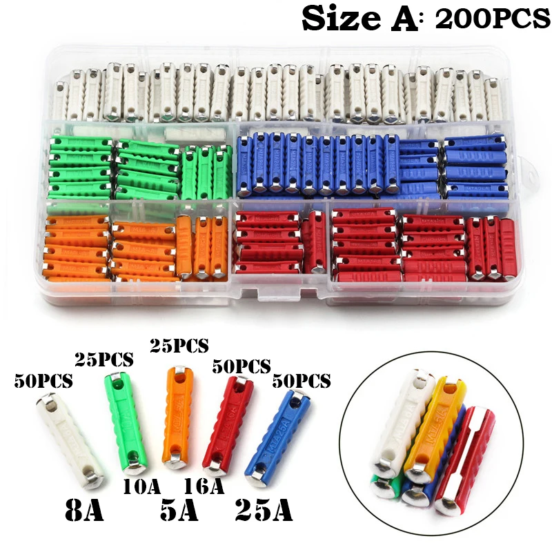 Fusibili In Ceramica Da 200 Pezzi Fusibili Continental Assortiti Kit 5/8/16/25/40Amp Con Scatola Car Blade Bakelite Auto