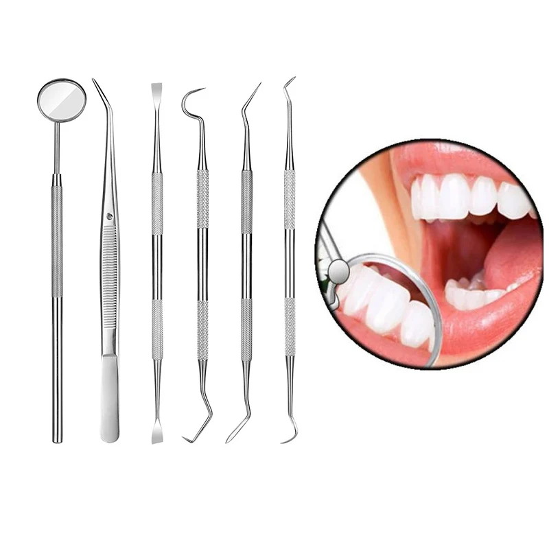 Stainless Steel Dentist Clean Tools Dental Mirror Double Probe Sickle