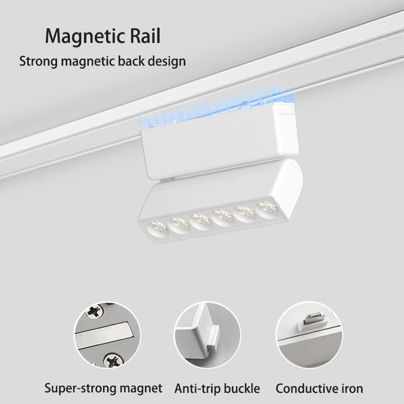 6MM Ultra Thin Magnetic Track Light Flexible DC48V Smart Tuya Zigbee System Black White Slim Ceilling Surface Mounted Home 4