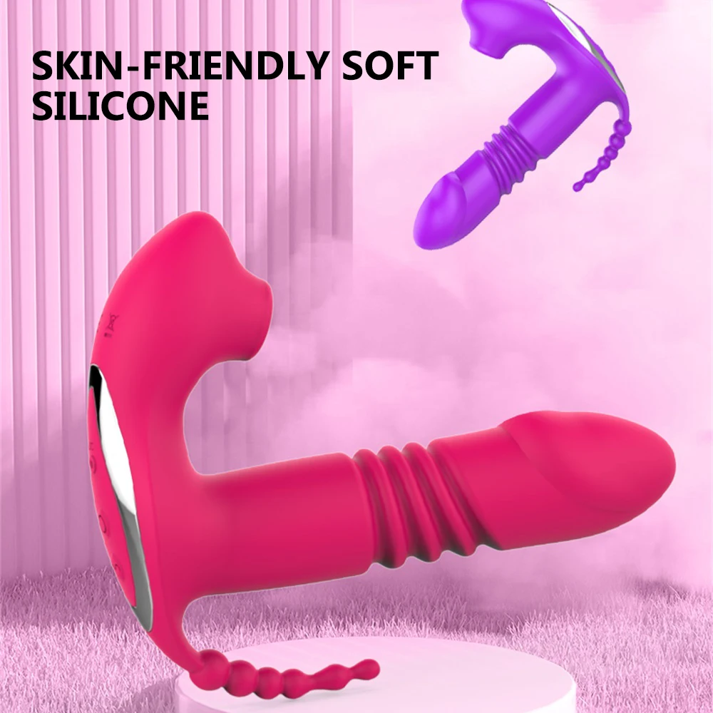 Silicone Sucking Vibrator Telescopic Oral Clitoris Stimulator_voghion.com