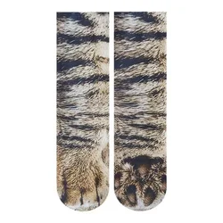 Whimsical 3D Paw Print Animal Socks - Unisex Novelty Mid - Calf Anti - Slip Stockings - One Size (Style A - 1pairs)