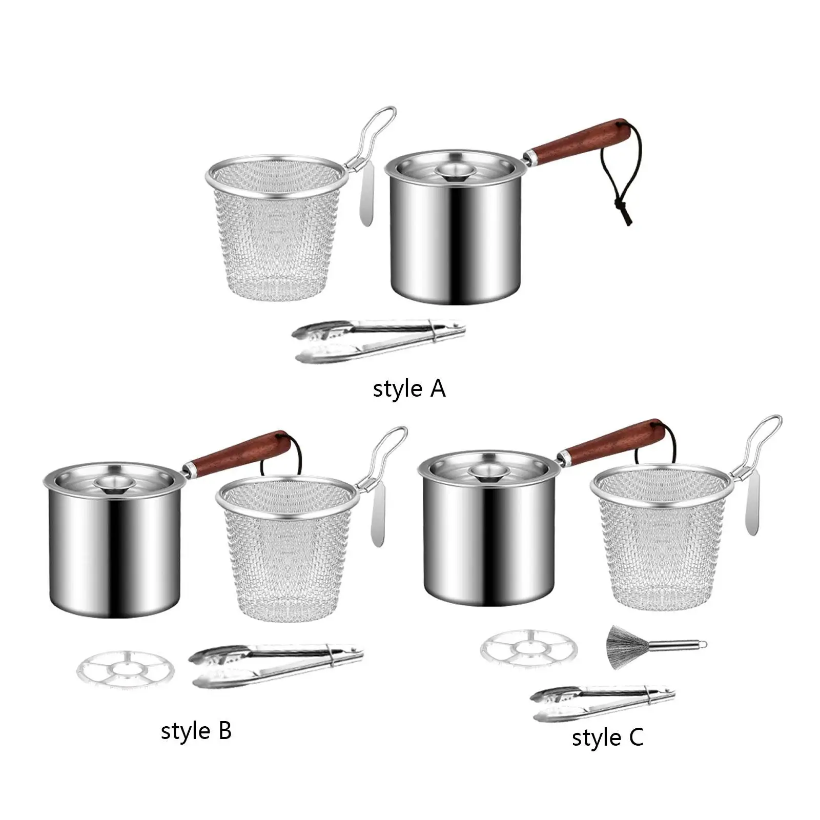 Deep Frying Pot with Lids Easy to Clean with Strainer Basket Japanese Tempura