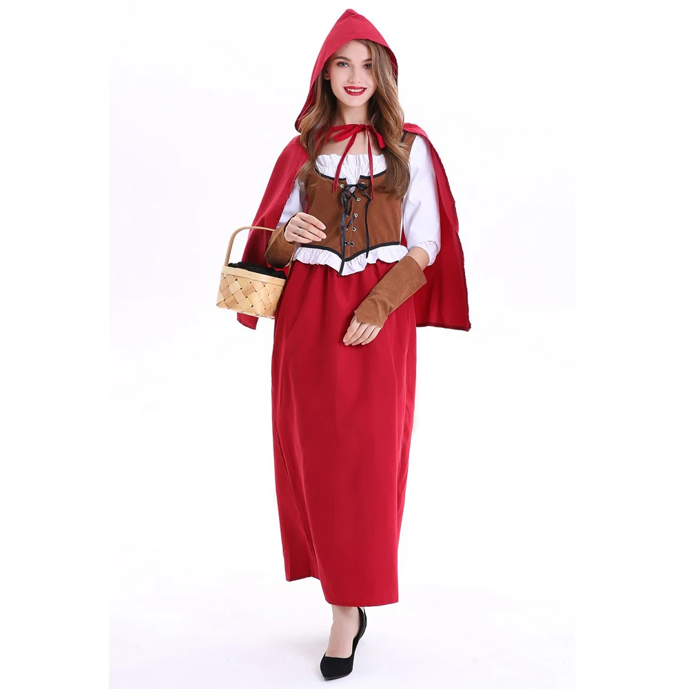 

Adult Women Halloween Cosplay Dress Ladies Little Red Riding Hood Costume