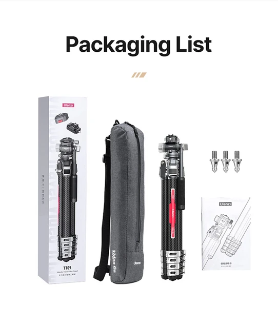 Ulanzi TT09 VideoGo Carbon Fiber Travel Tripod Arca/Claw/F38