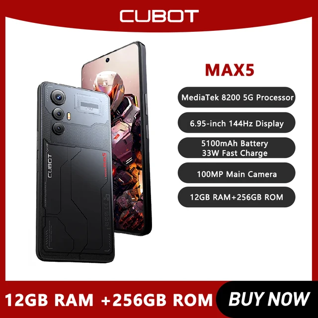 CUBOT MAX 5, Android Smartphone 6.95-inch 5G, Dimensity 8200,4nm, 3.1GHz, 144Hz Large Screen, 24+256GB,Gaming Phone 1