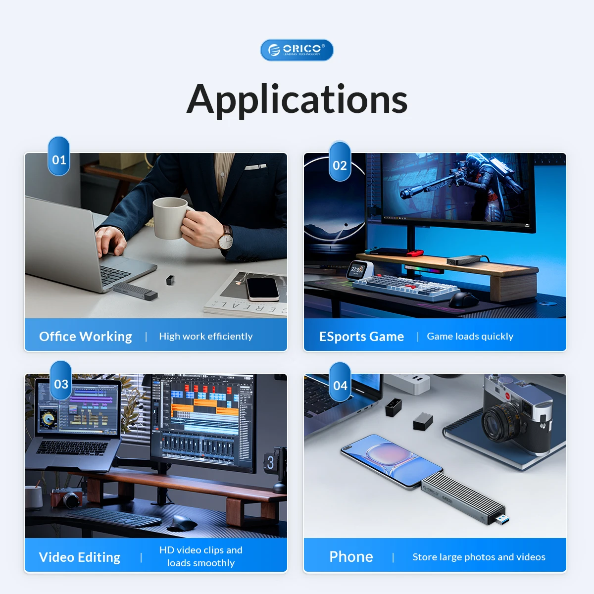 Support ORICO-SSD Case, 2 em 1, USB