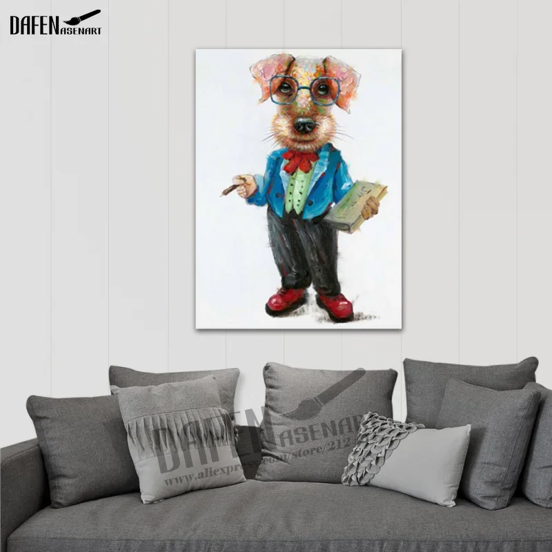 

100% Handmade Cute Spotted Dog Oil Painting on Canvas Modern Cartoon Animal Lovely Pet Paintings For Room Bedroom Wall Decor